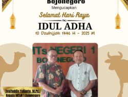 Keluarga Besar MTSN 1 Bojonegoro Mengucapkan Selamat Hari Raya Idul Adha Tahun 1446 H / 2025 M