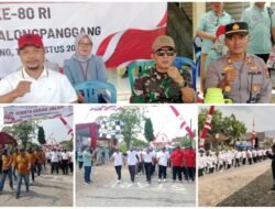 Jelang HUT RI ke-80, Forkopimcam Balongpanggang Gelar Gerak Jalan Meriah