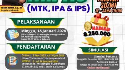 MTsN 1 Lamongan Gelar Olimpiade MIPAS XX 2026 Tingkat SD/MI se-Jawa Timur, Total Hadiah Rp 8,25 Juta