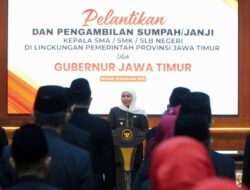 Khofifah Lantik 120 Kepala Sekolah, Tegaskan Integritas dan Komitmen Majukan Pendidikan Jawa Timur
